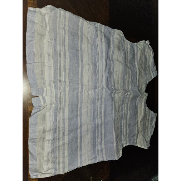Cynthia Rowley Blue & White Striped Linen Button Short Sleeve Sz XL - Picture 3 of 5